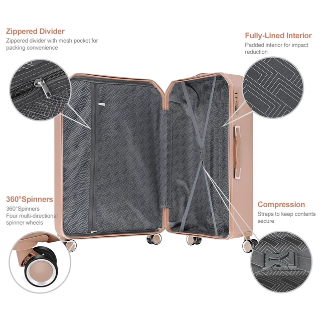 5Pcs Luggage Set Travel Suitcase w/Spinner Wheels Hardshell Lightweight TSA Lock 3