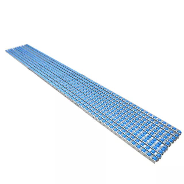 (Lot of 10) 103.25" x 1" Anodized Steel Conveyor Belt Roller Tracks Blue Wheels