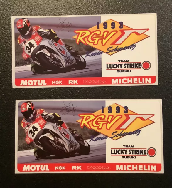 Lot of 2 Original Vintage 1993 RGV Kevin Schwantz racing decal stickers