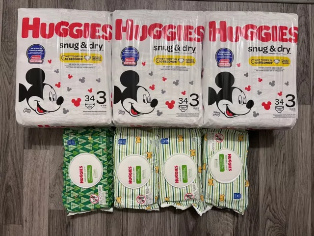 Huggies Snug Dry Baby Diapers size 3 Bundle