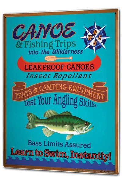 Plaque émaillée XXL Poissons Ange  Canoe poisson de pagaie Maison Du Pêcheur