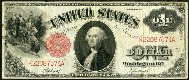 US Paper Money 1917 $1 Large Sized Legal Tender Note NO RESERVE!