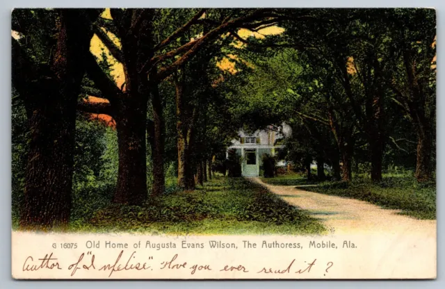 home of Augusta Evans Wilson authoress Mobile Alabama Rotograph color Postcard