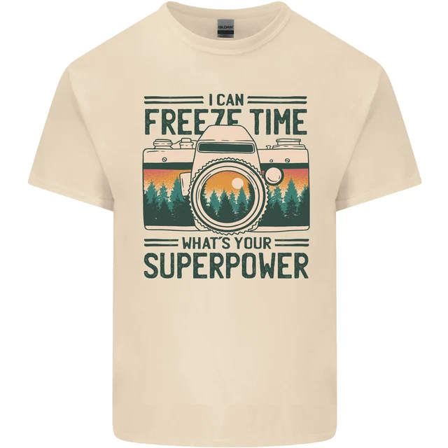 Freeze Time Photography Photographer Mens Cotton T-Shirt Tee Top