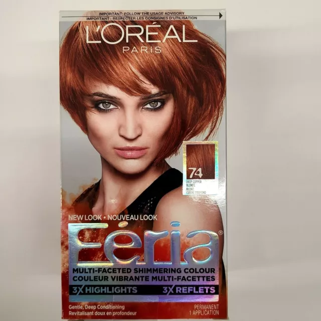 L'Oreal Paris Feria Multi-Faceted Shimmering 74 Deep Copper Blonde Hair Color