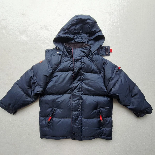 Gap Boy S (5-6) Warm Down Feather Fill Puffer Jacket Winter Coat Hooded Navy Red