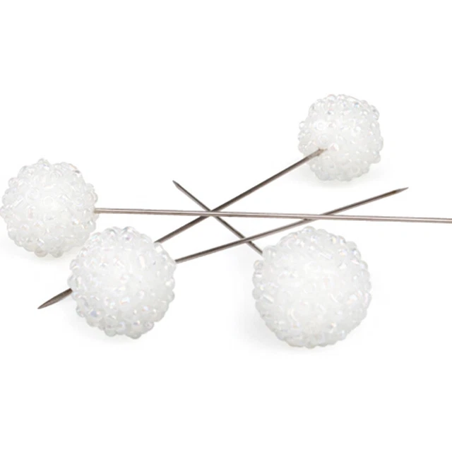 4X Decoración Pin de Aguja Perlas Boda Cuentas Vidrio Blanco Iridiscente 15mm
