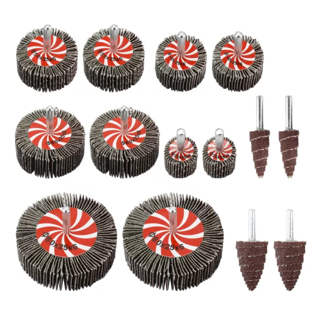 AuInn 14PC Abrasive Flap Wheel Sander Tool 80Grit Sanding  Grind Wheel 6mm Shank