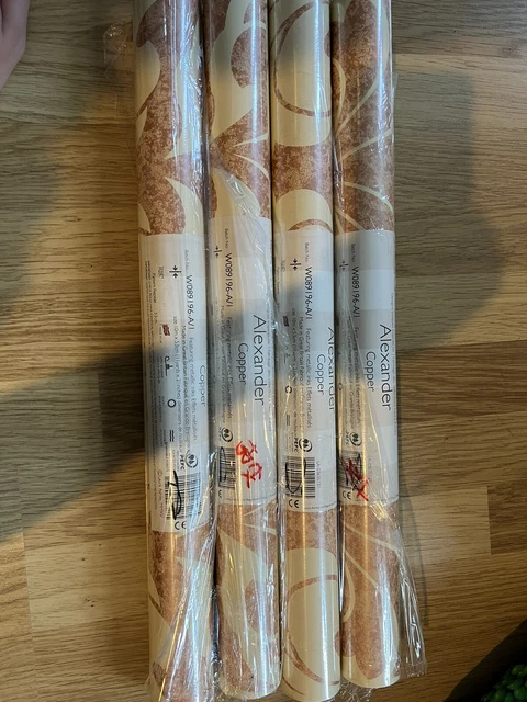 4 X Laura Ashley Wallpaper Alexander Copper Roll Batch No W089196-A/1