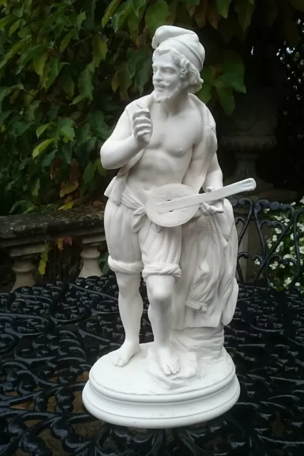 Large Antique Minton Parian Porcelain Figure Of "Italian Neapolitan Fisherman"