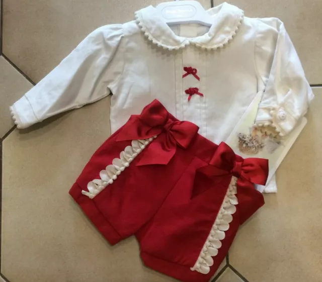 Pretty Originals Special Occasion Red & Cream Short Sets.  Christmas Shorts Set