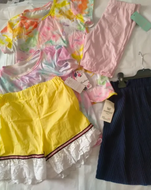 Girls Summer Bundle Shorts T-Shirt Age 12 13 14 Years Tie Dye Pleated