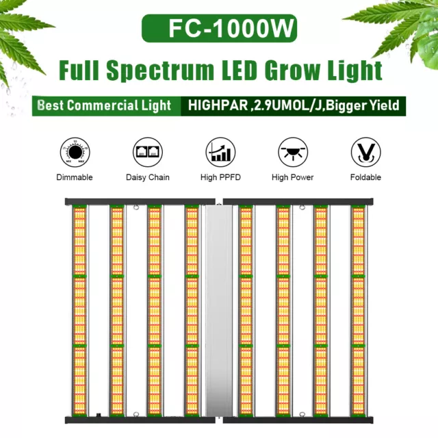 Phlizon Spider 1000W Plant Led Dimmable Grow Light Bar 6.5x6.5ft Full Spectrum