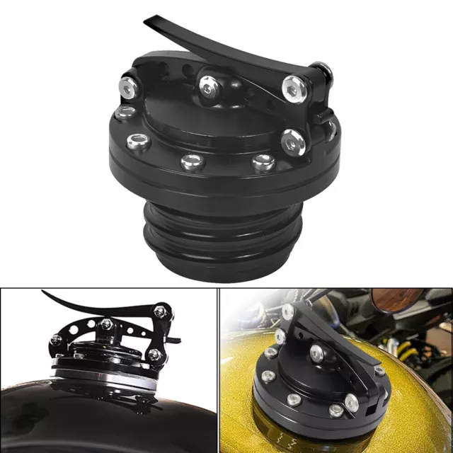 Black Fuel Gas Tank Cover Oil Cap For Harley Touring Sportster Dyna Softail