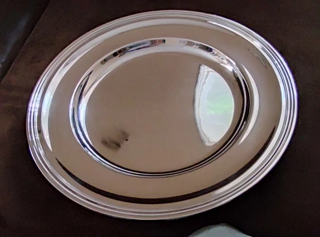 Plat Rond Ercuis Métal Argenté – 29.6 Cm – Très Bon État