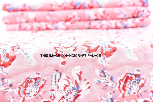 Indien Coton Voile Tissu Main Bloc Imprimé Loisirs Créatifs Couture Par 4.6m
