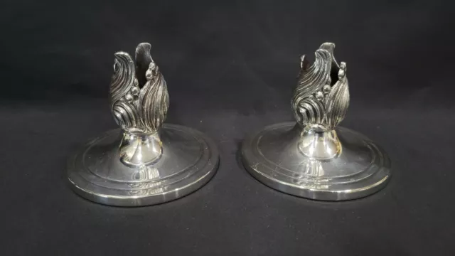 Pair of Vintage Durham Solid Sterling Silver Art Nouveau Style Candle Holders