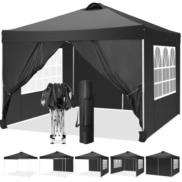 Pavilion Pavillon 3x3m Wasserdicht Partyzelt Festzelt mit Luftloch + Seitenteile