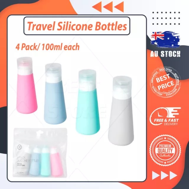 4pcs Silicone Travel Bottles Set Refillable Portable Lotion Shampoo Container