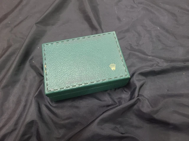 VINTAGE GENUINE ROLEX green watch box case 68.00.3 wood leather junk ...