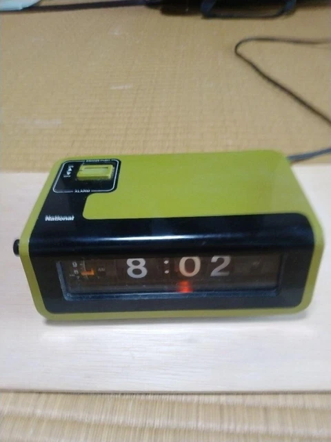 National FLIP ALARM CLOCK TG02 VINTAGE JAPAN working 70s Space Age mid century
