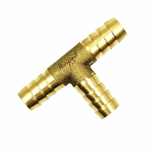 Horiznext Brass Hose Splicer Fitting Tee 5/8" x 5/8" x 5/8" inch Hose ID Barbed