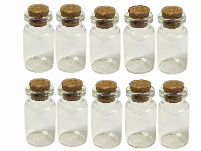 22 x 40mm (Pack of 10)  Small Glass Bottle With Cork Wedding Favors Vial Crafts