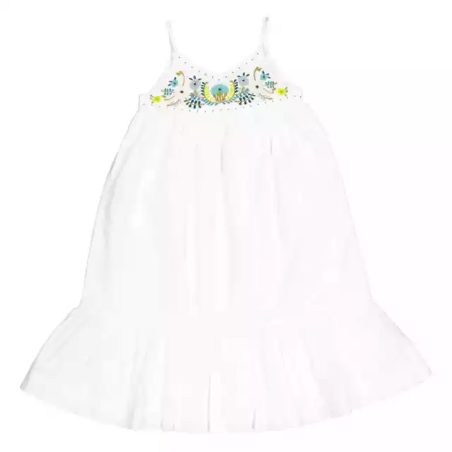 Bonpoint Girls Blanc Lait Anya Floral-Embroidered Cotton Dress, Size 4A