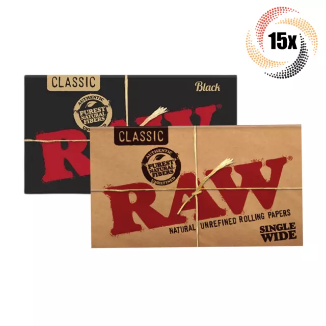 15x Packs Raw Variety Rolling Papers | Single Wide | 100 Per Pack | Mix & Match!