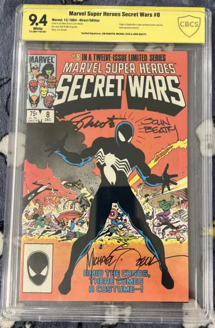 Marvel Super Heroes Secret Wars #8 CBCS 9.4 Signed 3X By Shooter, Zeck & Beatty