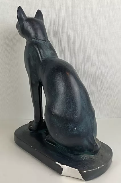 Ancien XXème statuette de chat Bastet en plâtre signé JP.MD 509 3