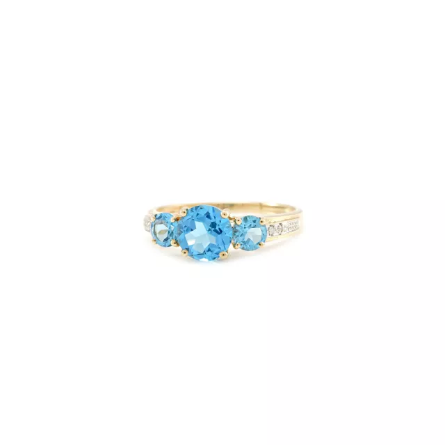 Damenring mit Blautopas Diamant in Gelbgold 375 9K blau Damenschmuck Goldring