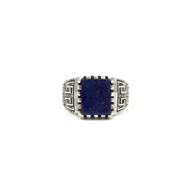 Bague Sceau En Argent 925 Et Lapis-lazuli Bleu Pour Homme – Taille 61 (19.4mm)
