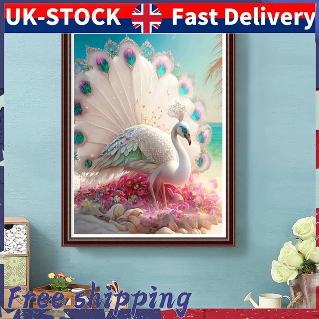 5D DIY Full Round Drill Diamonds Painting Peacock Kit Home Decoration Art Craft