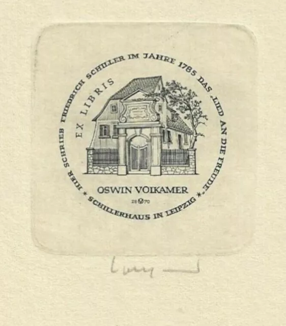 OSWIN VOLKAMER: Eigen-Exlibris, Schillerhaus Leipzig