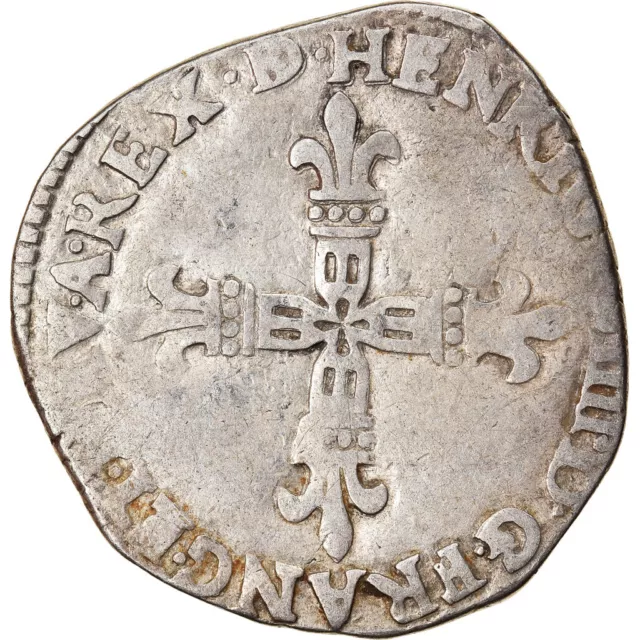 [#882688] Coin, France, Henri IV, 1/4 Ecu, 1605, Morlaas, VF, Silver, Duplessy:1