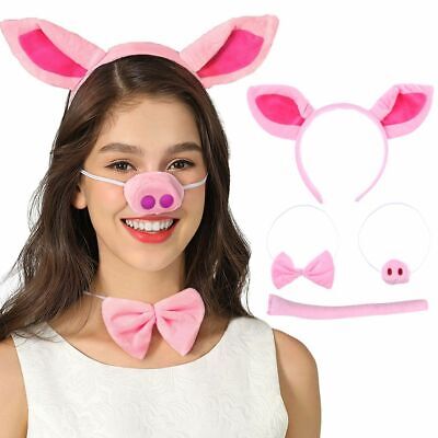 4pcs Pig Fancy Dress Set Ears Nose and Tall Animal Costume Outfit Accessories