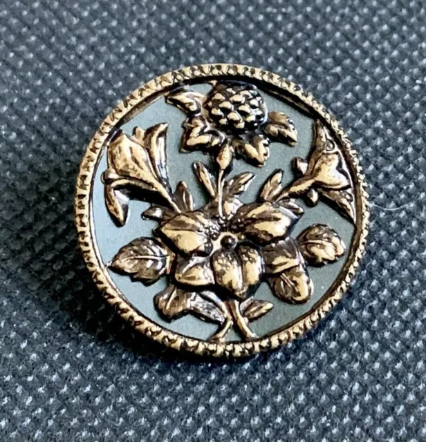 Bouton ancien – Bouquet de fleurs – Métal cuivré – 27 mm - Art nouveau