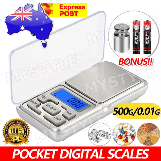 Digital Scale 500g/0.01g Mini Pocket Jewelry Gold Silver Coin Gram Herb Grain AU