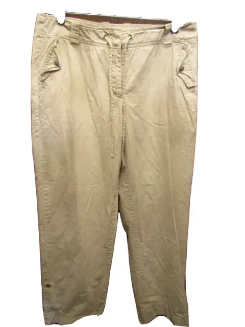 Womens Talbots Petites Snap Buttons 100% Cotton Beige Capri/Pants Size 8
