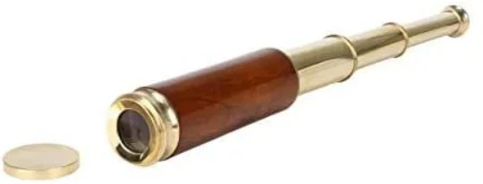 Telescopio De Latón Antiguo Cuero Náutico Pirata Spyglass Vintage Visor...