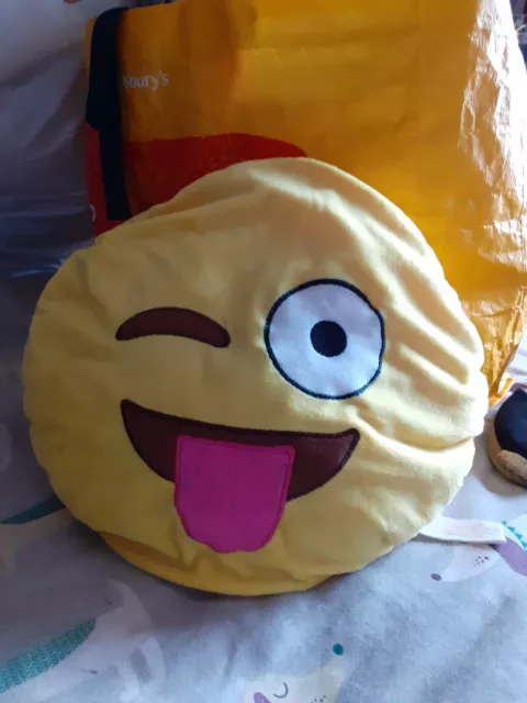 Emoji Expressions Plush Pillow Winking Face Stuck Out Tongue