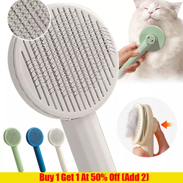 Pet Dog Cat Brush Grooming Self Cleaning Slicker Brush Massage Hair Comb Cleaner
