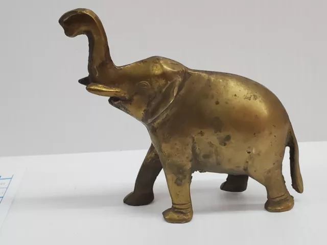 Antique Burmese Bronze Standing Elephant 5 Inches Vintage Decor Tabletop