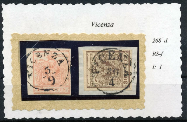 LOMBARDEI-VENETIEN 1850 -15C, und -30C, Verschiedene VICENZA Stempeln. Schön!