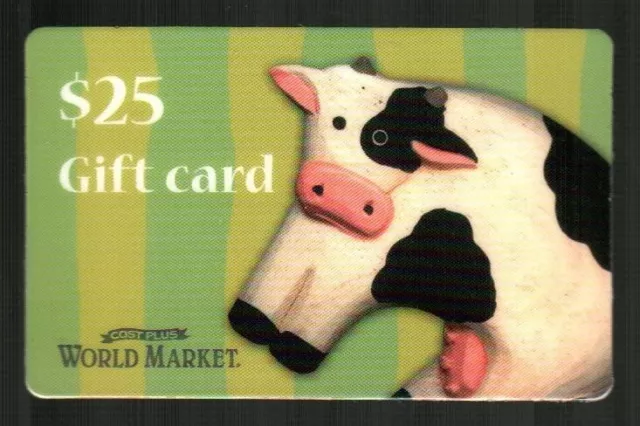 COST PLUS WORLD MARKET Cow Figurine ( 2007 ) Gift Card ( $0 - NO VALUE )