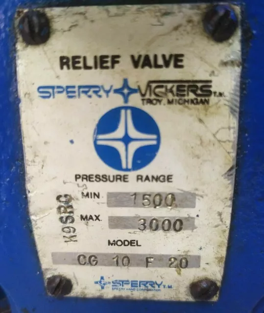 Sperry Vickers CG 10 F 20 Soupape de Décharge 1500-3000 Psi - Neuf Surplus 2