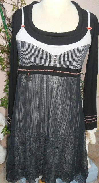 Robe Noire Femme LMV Modèle Shaman Taille 36/38 - Imprimé Floral, Neuf Sans étiquettes