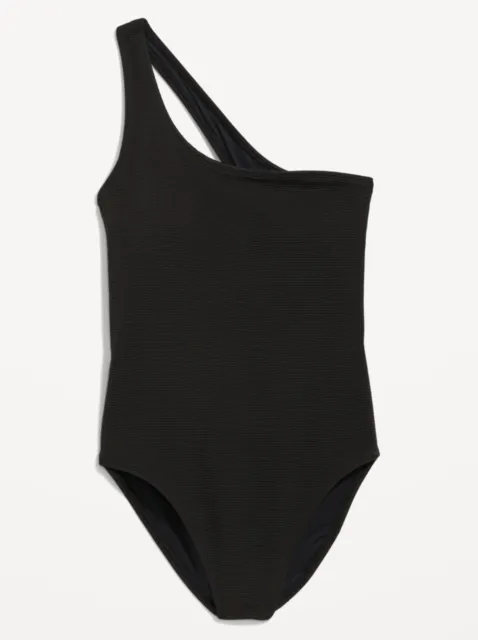 Old Navy Women’s Pucker One-Shoulder One-Piece Swimsuit Black Size 3X Plus $50