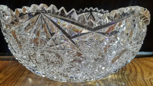 Antique brilliant cut glass crystal ABP fruit Bowl suspected Libbey crystal 4